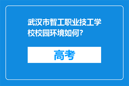 武汉市智工职业技工学校校园环境如何？
