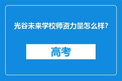光谷未来学校师资力量怎么样？