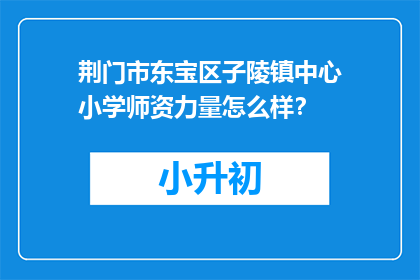 荆门市东宝区子陵镇中心小学师资力量怎么样？
