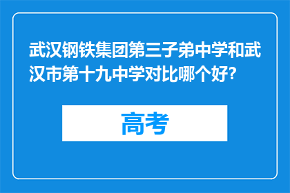 武汉钢铁集团第三子弟中学和武汉市第十九中学对比哪个好？