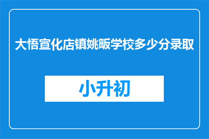 大悟宣化店镇姚畈学校多少分录取
