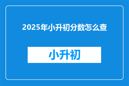 2025年小升初分数怎么查
