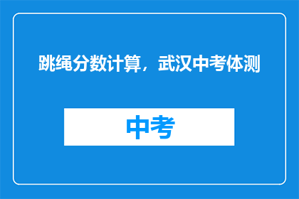 跳绳分数计算，武汉中考体测
