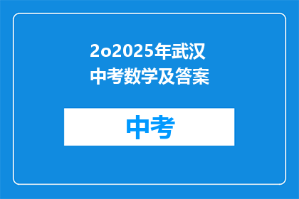 2o2025年武汉中考数学及答案