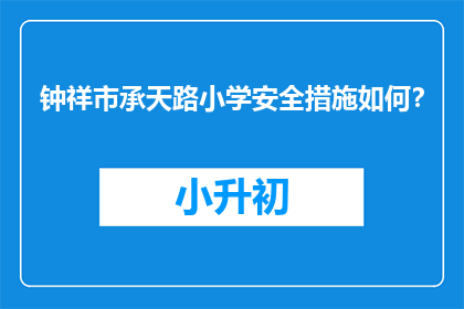 钟祥市承天路小学安全措施如何？