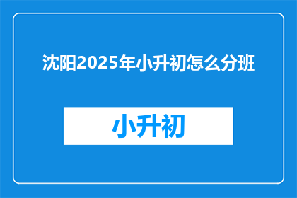 沈阳2025年小升初怎么分班