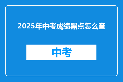 2025年中考成绩黑点怎么查