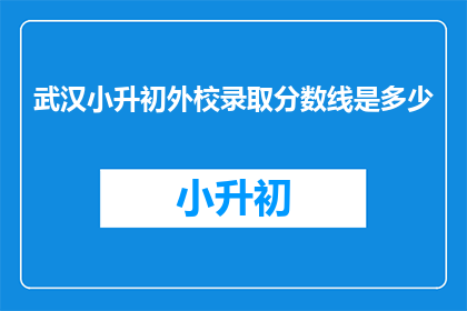 武汉小升初外校录取分数线是多少