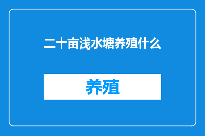 二十亩浅水塘养殖什么