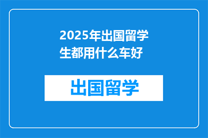 2025年出国留学生都用什么车好