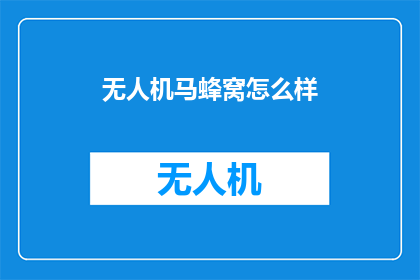 无人机马蜂窝怎么样