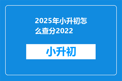 2025年小升初怎么查分2022