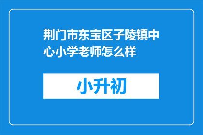 荆门市东宝区子陵镇中心小学老师怎么样