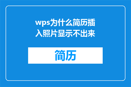 wps为什么简历插入照片显示不出来