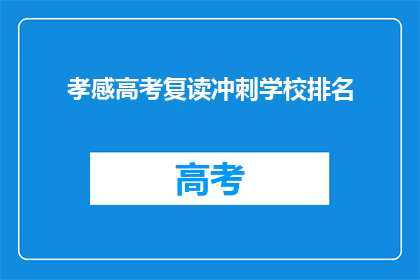 孝感高考复读冲刺学校排名
