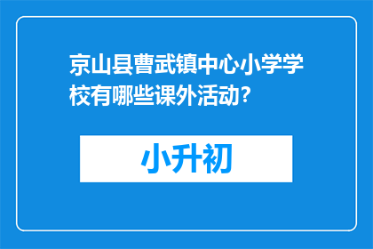 京山县曹武镇中心小学学校有哪些课外活动？