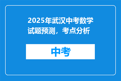 2025年武汉中考数学试题预测，考点分析