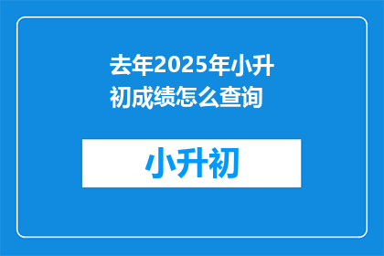去年2025年小升初成绩怎么查询