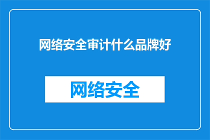 网络安全审计什么品牌好