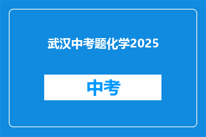 武汉中考题化学2025