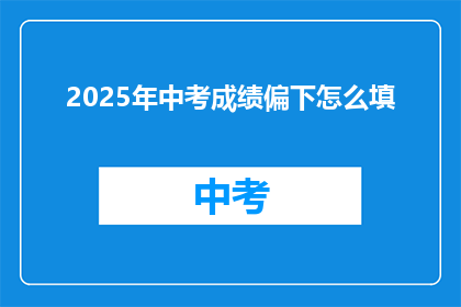 2025年中考成绩偏下怎么填