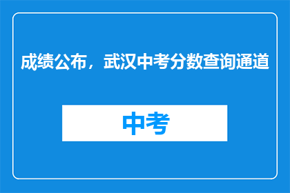 成绩公布，武汉中考分数查询通道