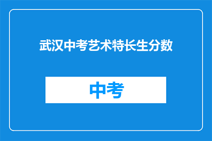 武汉中考艺术特长生分数