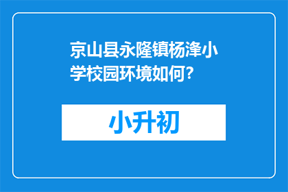 京山县永隆镇杨浲小学校园环境如何？