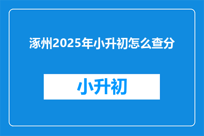涿州2025年小升初怎么查分