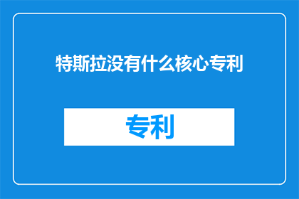 特斯拉没有什么核心专利