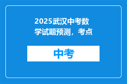 2025武汉中考数学试题预测，考点