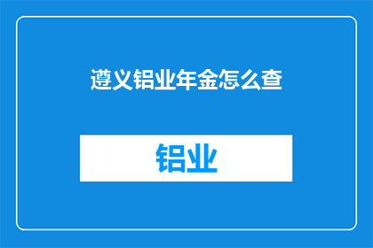遵义铝业年金怎么查