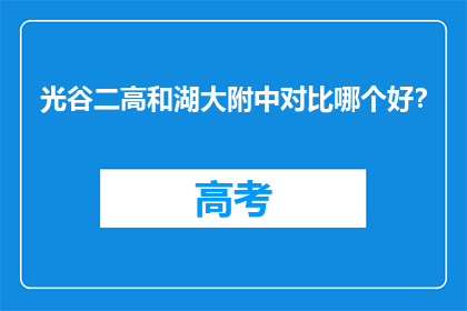 光谷二高和湖大附中对比哪个好？