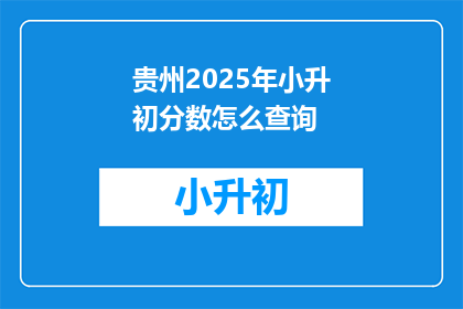 贵州2025年小升初分数怎么查询