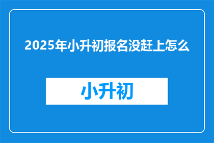 2025年小升初报名没赶上怎么
