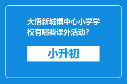 大悟新城镇中心小学学校有哪些课外活动？