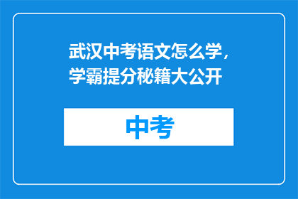 武汉中考语文怎么学，学霸提分秘籍大公开