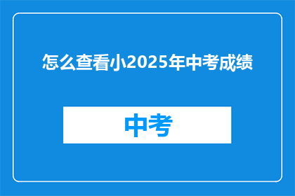 怎么查看小2025年中考成绩