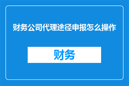 财务公司代理途径申报怎么操作