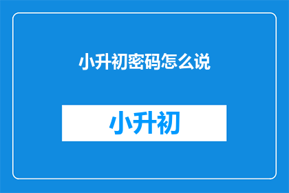 小升初密码怎么说