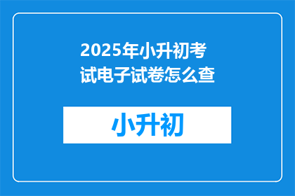 2025年小升初考试电子试卷怎么查