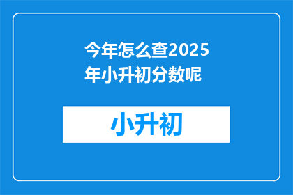 今年怎么查2025年小升初分数呢