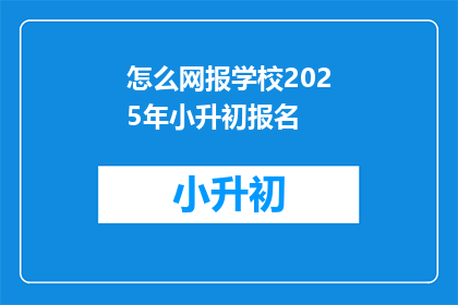 怎么网报学校2025年小升初报名