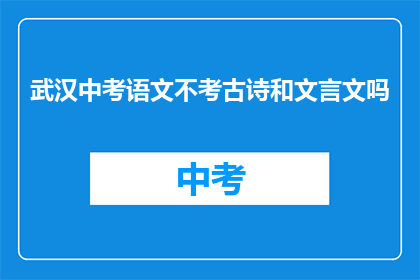 武汉中考语文不考古诗和文言文吗