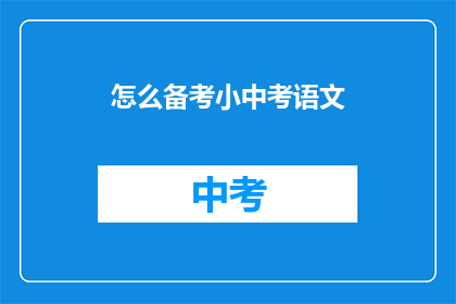 怎么备考小中考语文