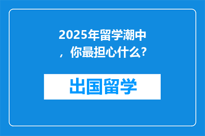 2025年留学潮中，你最担心什么？