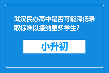 武汉民办高中是否可能降低录取标准以接纳更多学生？