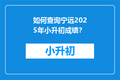 如何查询宁远2025年小升初成绩？