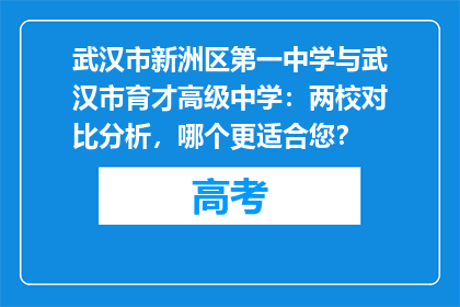 武汉市新洲区第一中学与武汉市育才高级中学：两校对比分析，哪个更适合您？