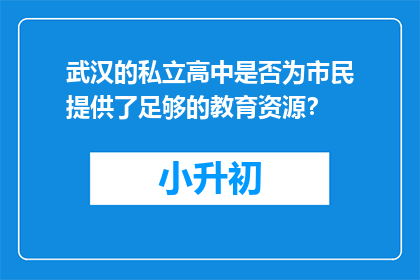 武汉的私立高中是否为市民提供了足够的教育资源？